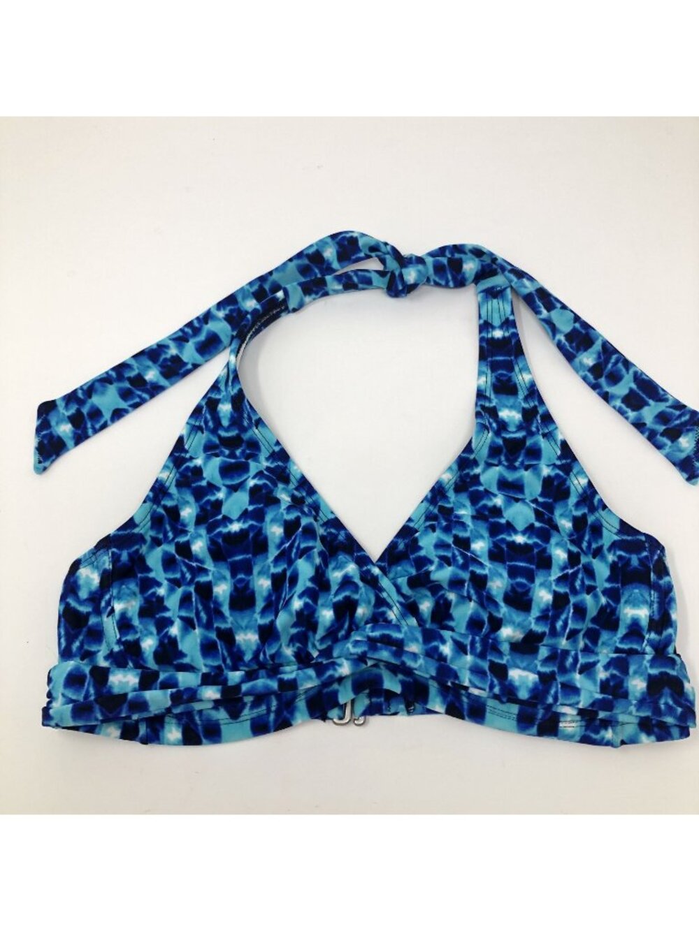 Athleta Tara Halter Bikini Swim Top Size 32 B/C Blue Tie Dye Underwire